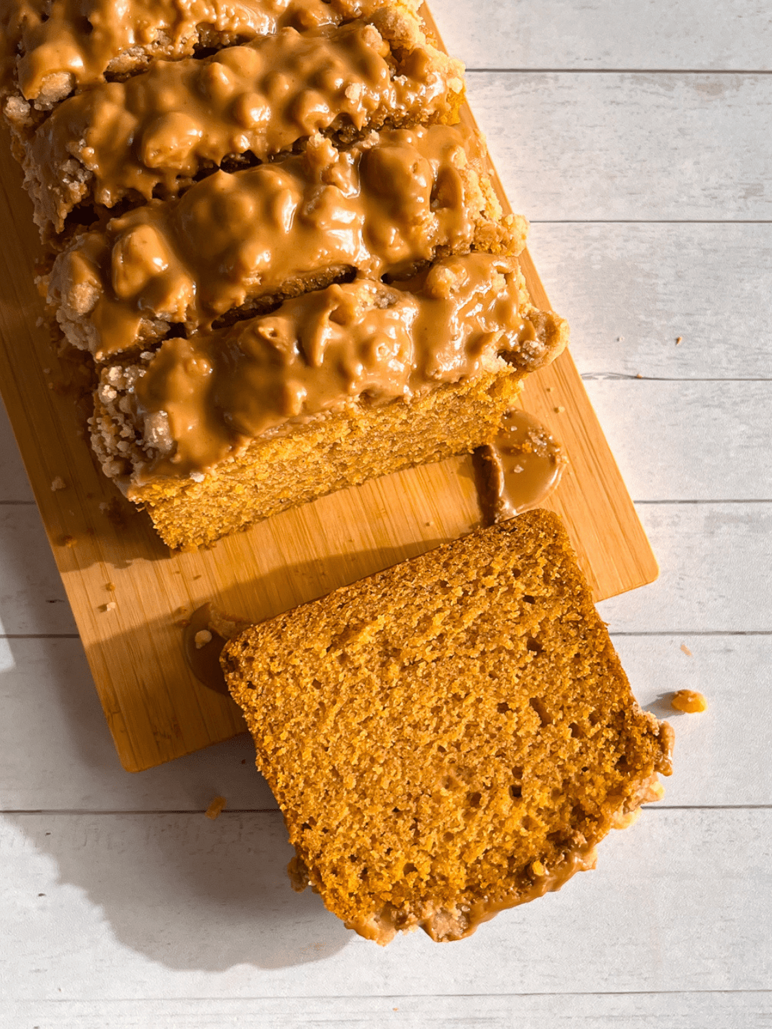 eggless and vegan Pumpkin Bread with Biscoff Glaze