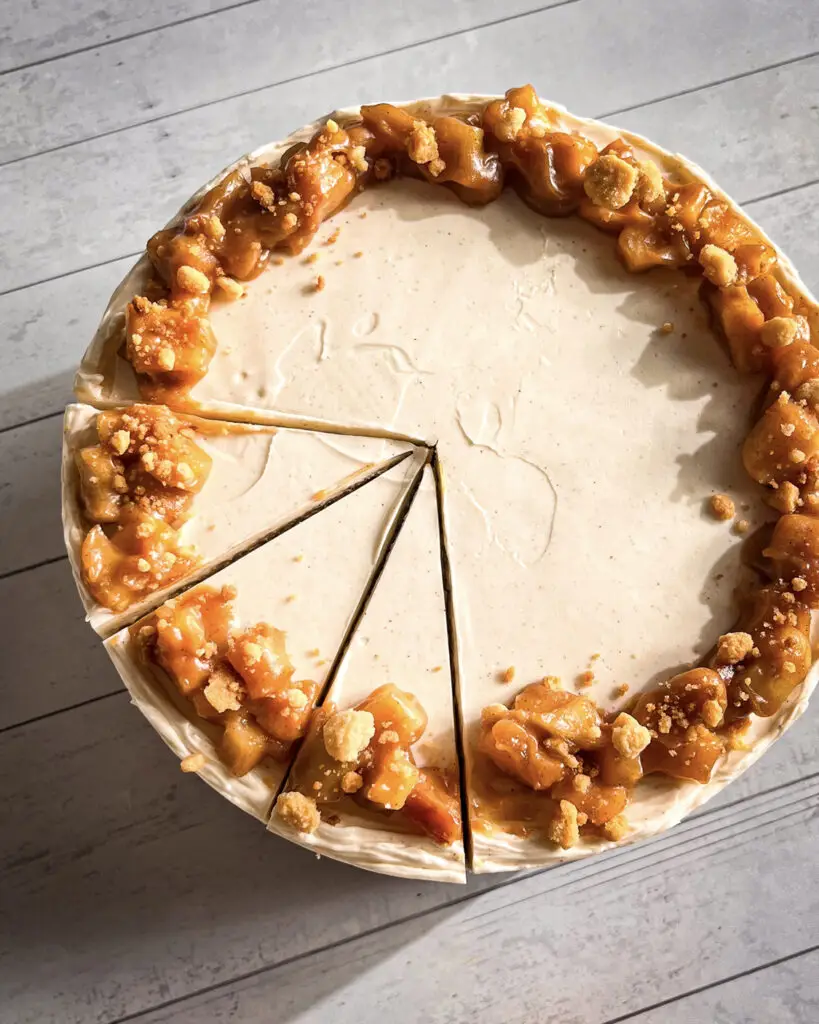 Eggless apple pie cake with cinnamon buttercream and crumble topping