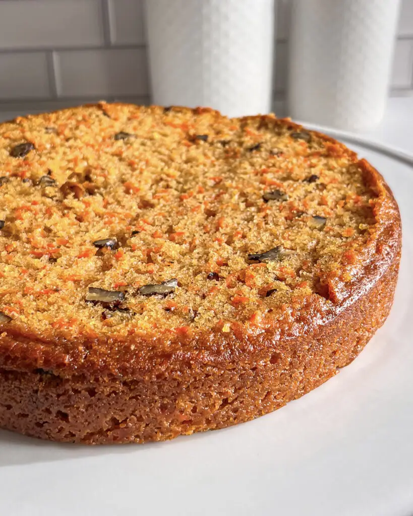 Eggless Carrot Cake with cream cheese frosting and can be made vegan dairy-free.