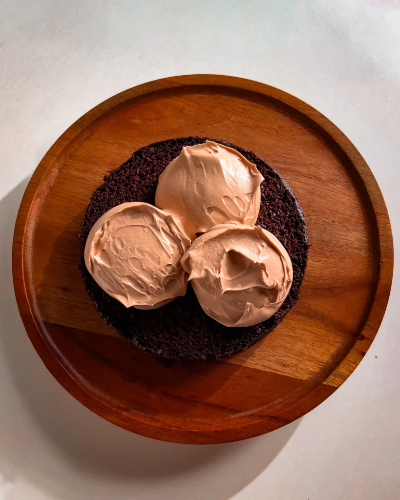 chocolate cake with milk chocolate whipped ganache