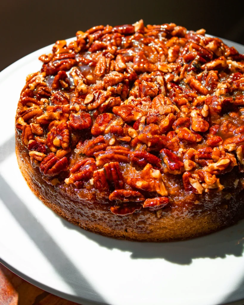 eggless pecan upside down cake recipe for Thanksgiving