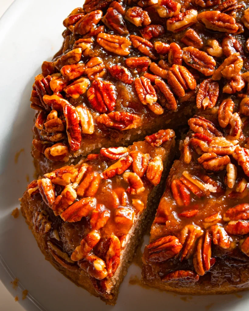 holiday pecan upside-down cake without eggs