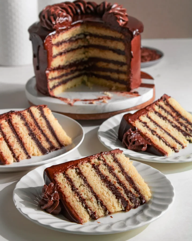 how to stack eggless layered cake