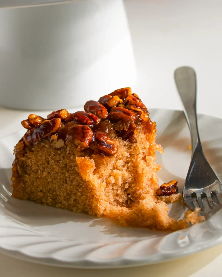pecan caramel upside-down cake eggless version